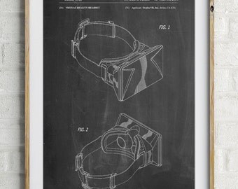Oculus Rift Patent Poster, Gamer Gift, Game Room Wall Art, Virtual Reality, Teen Gift, PP0279