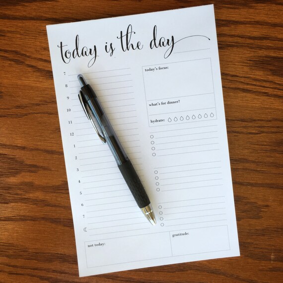 Daily planner notepad with half hourly breakdown daily