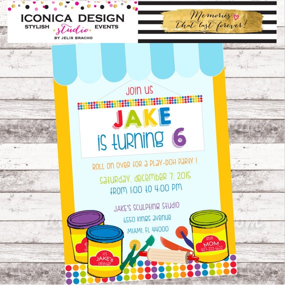 PLAY-DOH Inspired Printable Birthday Invitation by IconicaDesign