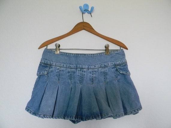 Vintage light blue denim jean BONGO skort by MyPolyesterCloset