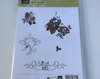 Stampin Up Retired Cling "Etoile de Noel" Rubber Stamp Set - Set of 5 stamps, Used Once! Perfect for Scrapbooking or Card Making Christmas