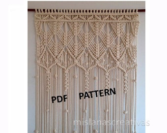 PDF Instructions Macrame Curtain. HANDMADE.Macrame wall hanging. (cotton 8mm) PDF pattern with instant download .
