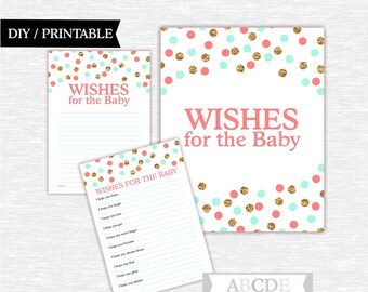 Items similar to Baby Shower Party Game Wishes for Baby diy Shower Game ...