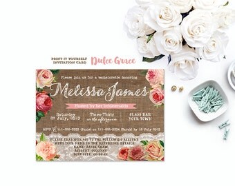 rustic bachelorette invitation, Country bachelorette party, burlap bachelorette trip invitation, hens night party invitation, PRINTABLE