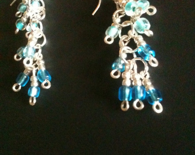 blue ombre glass earrings