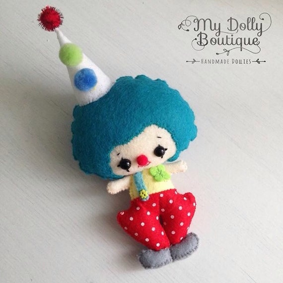 Items similar to Cute Clown Plush Felt Doll on Etsy