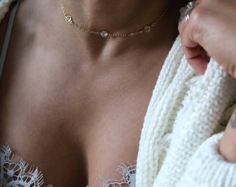 Austrian Crystals on 14 Karat Gold-Filled Chain Necklace