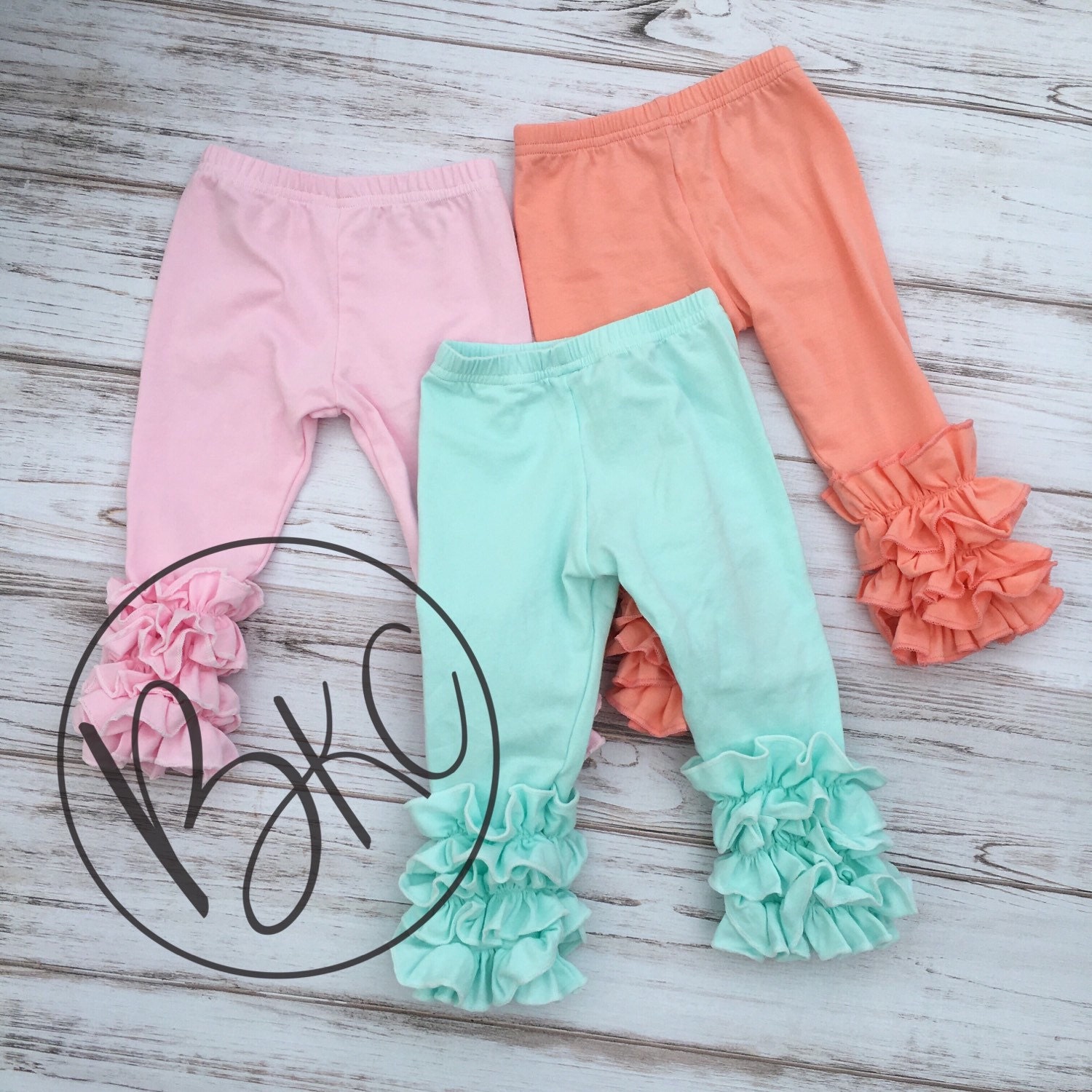 Icing Ruffle Leggings Baby and Toddler Pants in Mint Light