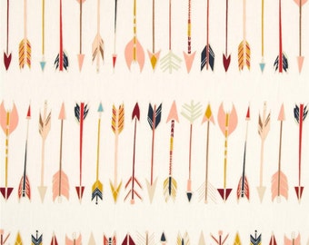 Arrows Cotton Print, Tribal, Fabric By the Yard, Woodland Fabric, Half Yard, Quarter Yard, Wild and Free Fletching Chant, Turquoise