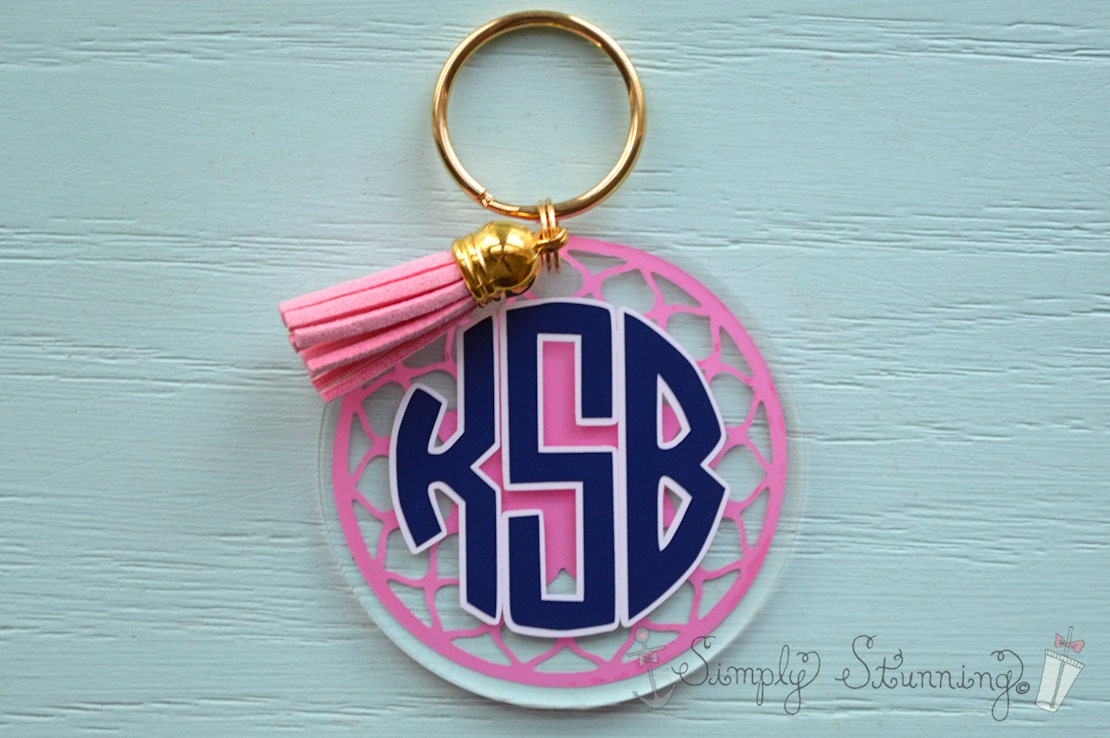 Monogrammed Keychain Monogram Acrylic Keychain Personalized