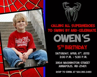 Personalized Spiderman Invitations With Photo 10