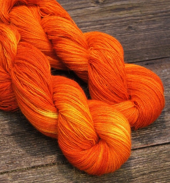 Burnt Orange. Angora PURE LACE. Homegrown Bunny Yarn from Our