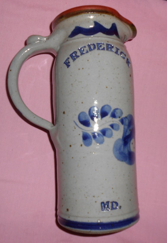 RARE 9x4 Frederick Maryland MD Pottery Pitcher Artist