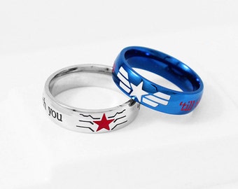 STUCKY Ring Winter Soldier Captain America Stainless Steel, Stucky Ring, Geek Engagement Ring, Couple Ring, Geekery Jewelry, Geek Ring