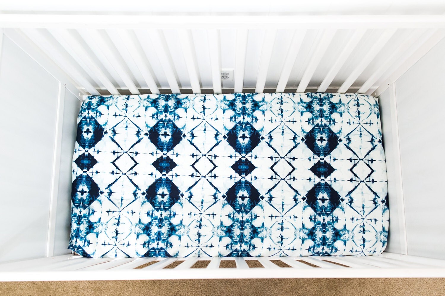 Indigo crystal fitted crib sheet