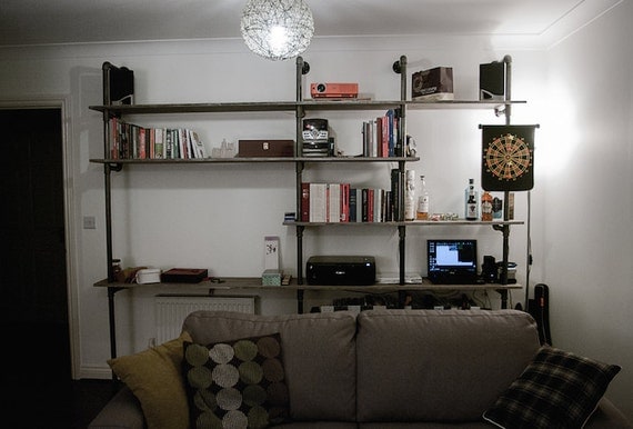 Items similar to Built in home office gas pipe desk unit with shelving