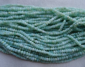 3-4 mm Sky Blue Peruvian Opal Micro Faceted Rondelle Full 13 inch Strand-Best Price-AA+
