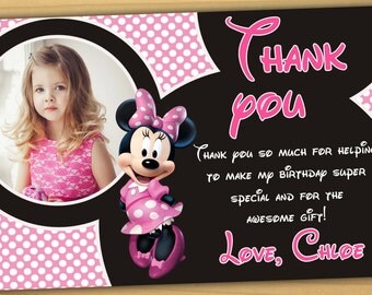 Minnie mouse thank you card, Minnie thank you card - Digital file