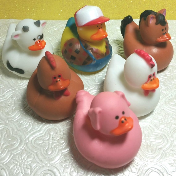 6 Farm animals Rubber Ducks w/or wo sticks 4 by ClassyFabCharm