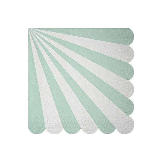 Mint Napkins Large Aqua Paper Napkins Aqua Circus Party Napkins Meri Meri Party Napkins Baby Shower Napkins Birthday Mint Stripe Napkins Il_570xn