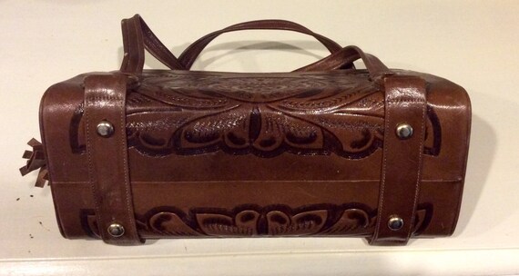 Vintage Hand Tooled Leather Handbag Vintage Leather Purse