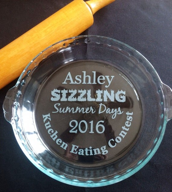 Etched Glass Pie Plate Custom Design Personalized Engraved