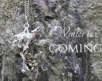 House Stark Sigil Key Pendant | Inspired by Game of Thrones | Jon / Sansa / Arya / Bran | Winter is Coming | Direwolf / Nymeria / Ghost