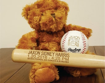 Personalized Engraved Baseball Bat for Baby Birth Announcement, Newborn Stats, Sports Nursery, Baseball Bat Photo Prop