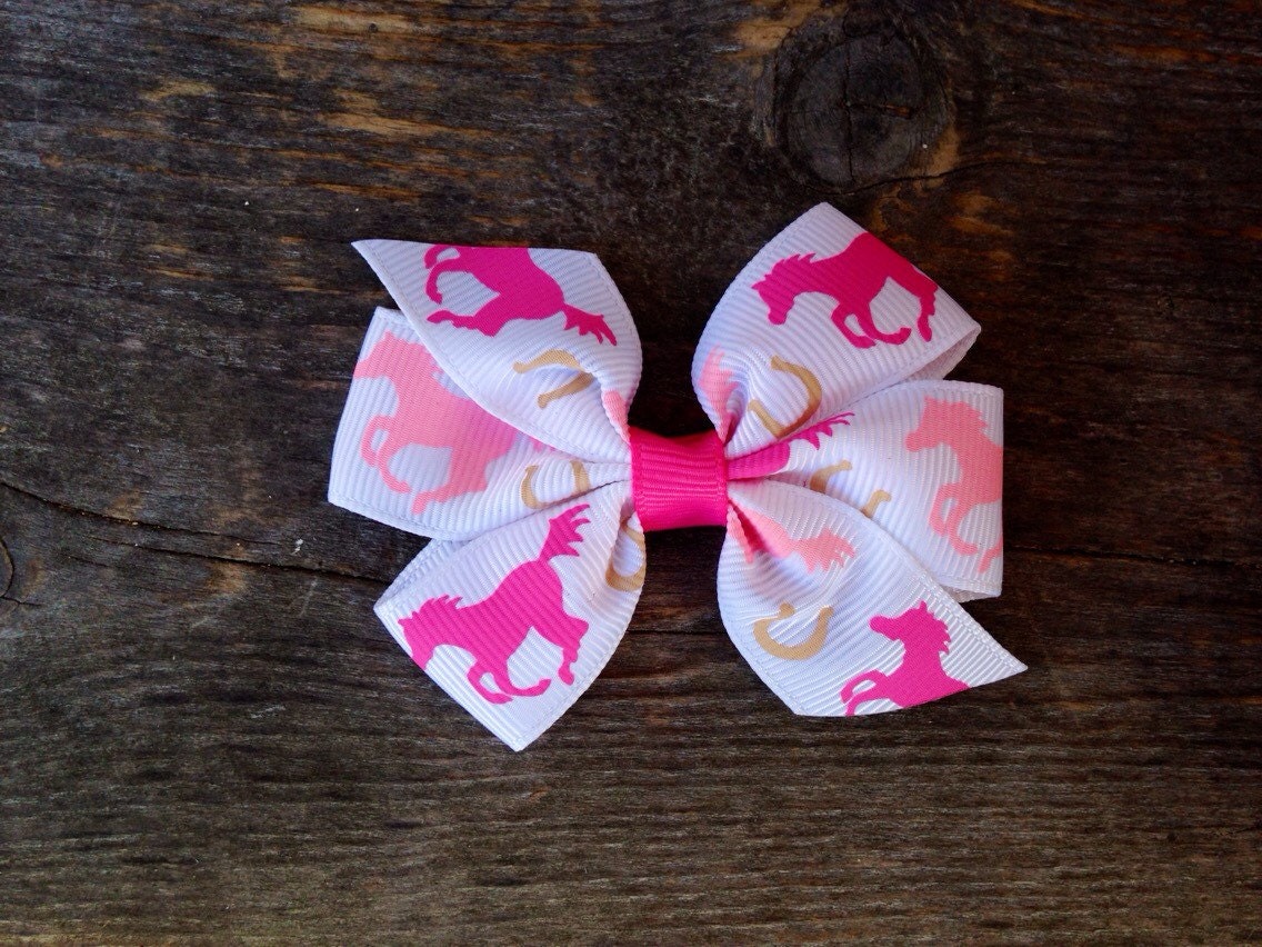 Horse hair bow Pink horse hair bow 3 inch hair bow short