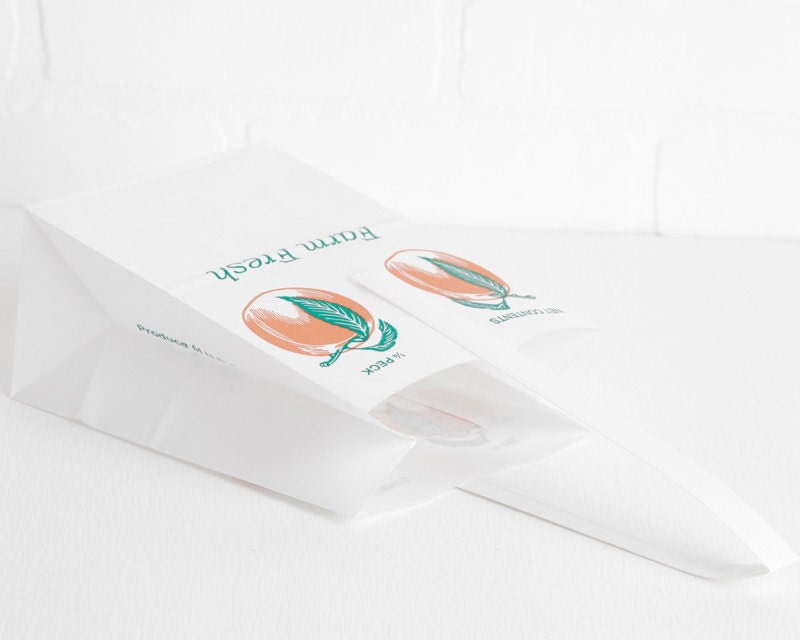 10 Genuine Orchard Fruit Bags, Paper Peach Bags with Handles for