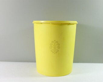 Huge lemon yellow vintage Tupperware Servalier Canister with Lid - Retro Tupperware - Lemon yellow Servalier Tupperware