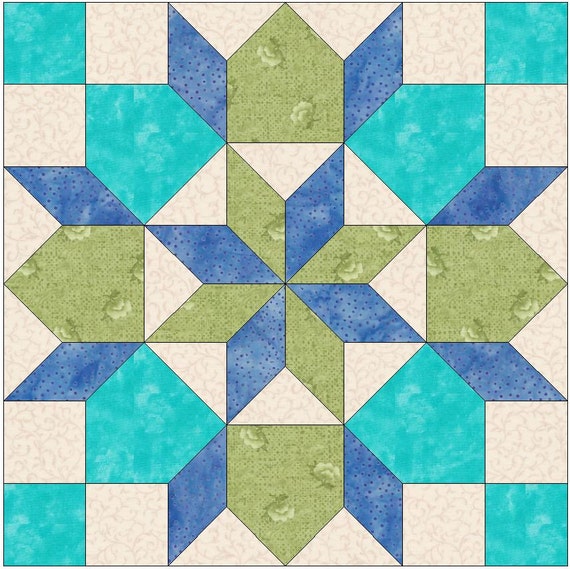 Rolling Star 2 Paper Piece Template Quilting Block Pattern PDF