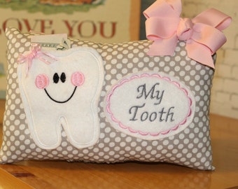 Girls Tooth Fairy Pillow - Personalized Tooth Fairy Pillow - Personalized Tooth Pillow - Gifts under 20 - Embroidered Pillow - Tooth Pillow