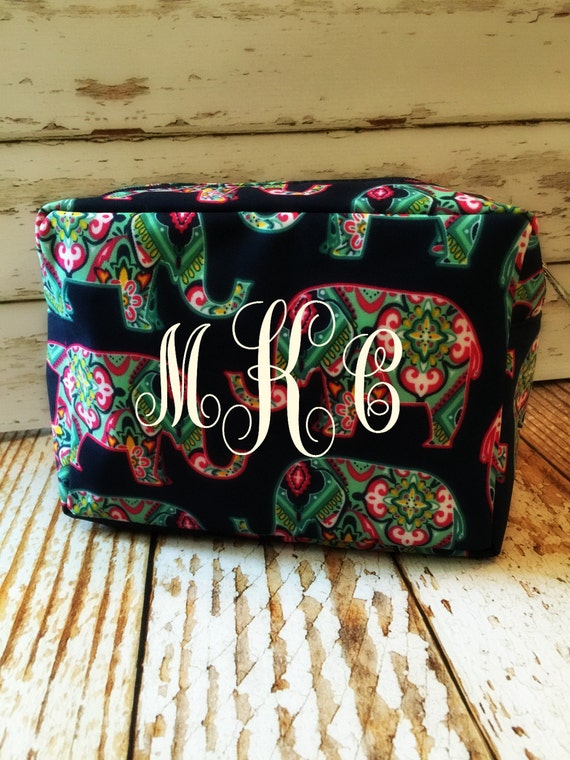 Monogrammed Cosmetic Bag Personalized Makeup by TheGivingTreeSC