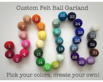 CUSTOM* Felt Ball Garland, Pom Pom Garland, Playroom decor, Birthday Party, Classroom decor, Nursery decor