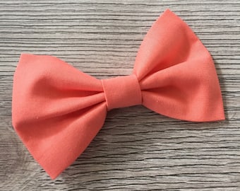 Coral Bow - Coral Bow Tie, Coral Hair Bow, Coral hair clip, kids bow tie, coral bowtie, ring bearer, coral wedding bow tie, orange bow, kids