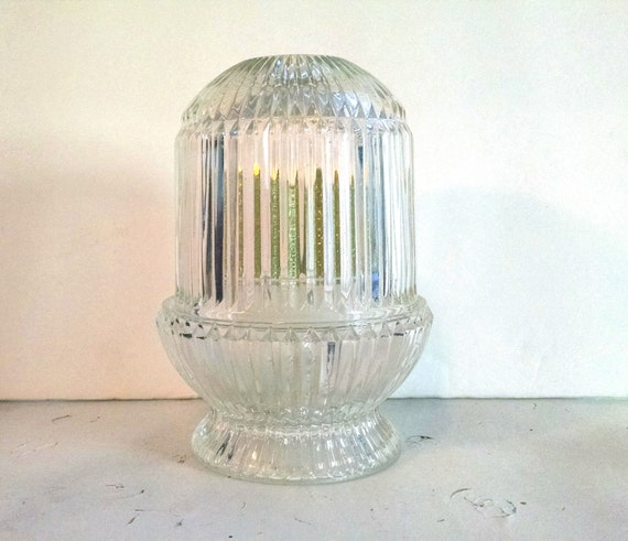 Vintage Fairy Light Ribbed Homco Covered Candle Holder