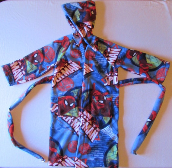 Boys robe/ boys fleece robe/hooded robe/long robe/character fleece robe/spiderman robe/ninja turtle robe/sponge bob robe/angry Bird robe