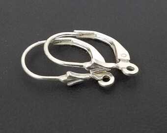 1 Pair Sterling Silver Leverback Earring, Fleur-de-lis or Tulip, 925