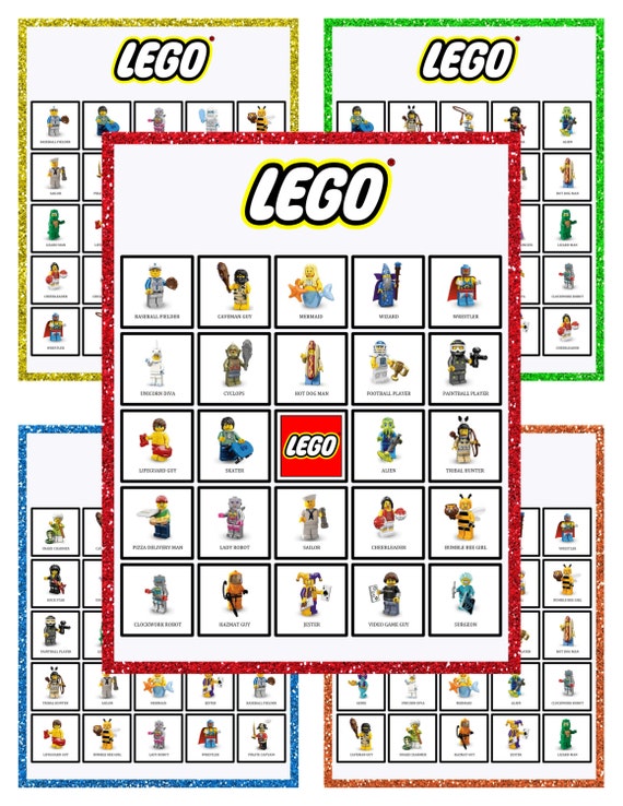 Lego Minifig Bingo Birthday Party Game 30 by ChamDigitalTreasures