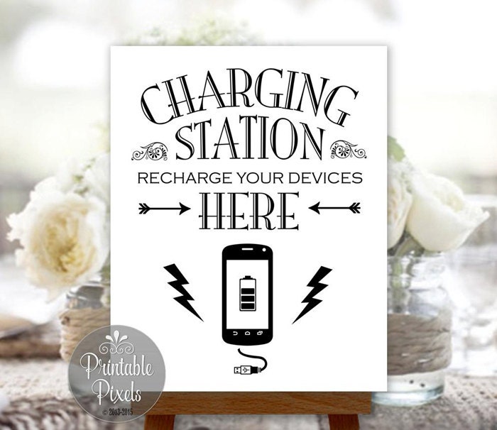 Charging Station Sign Printable Wedding Power by PrintablePixels