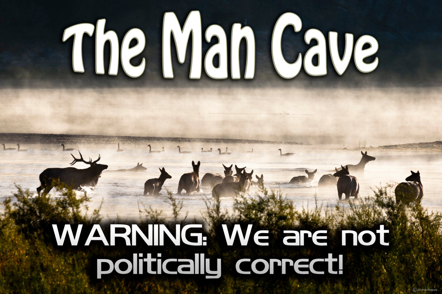 Man Cave Sign Not Politically Correct Paper Lustre Print