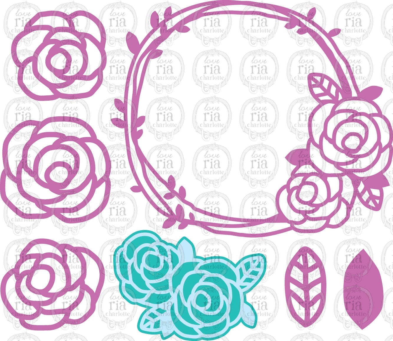 Download Rose flower wreath digital cutting files SVG DXF studio3