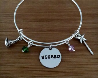 Wicked Bangle. Bangle. Bracelet. Wicked the Musical.Wizard of OZ. Witches.Wicked Jewelry