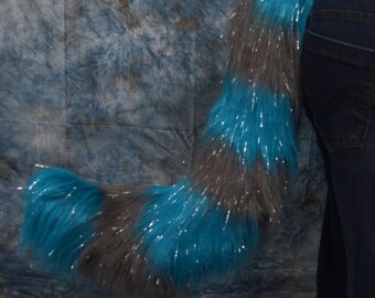 Sparkle Cheshire Cat Tail Grey/Aqua