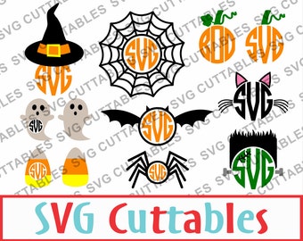 Halloween Monogram Frames, SVG, EPS, DXF, Vector, Digital Cut File