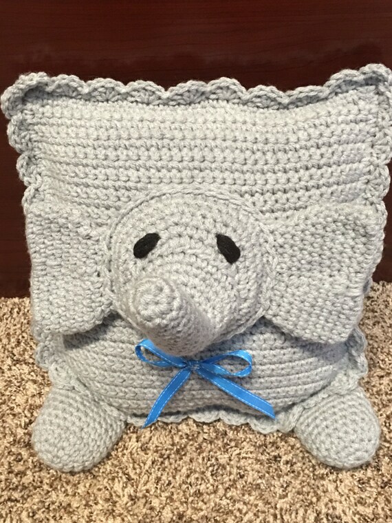 Crochet elephant pillow