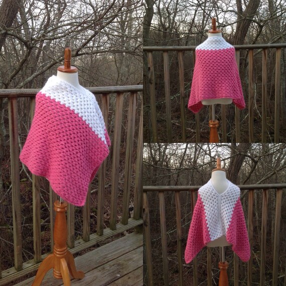 Crocheted poncho. Little girls poncho. Blue poncho. Fall