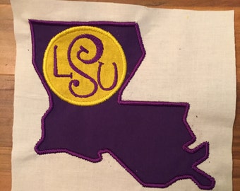 Louisiana Monogram Applique Instant Download Digital Embroidery File Design