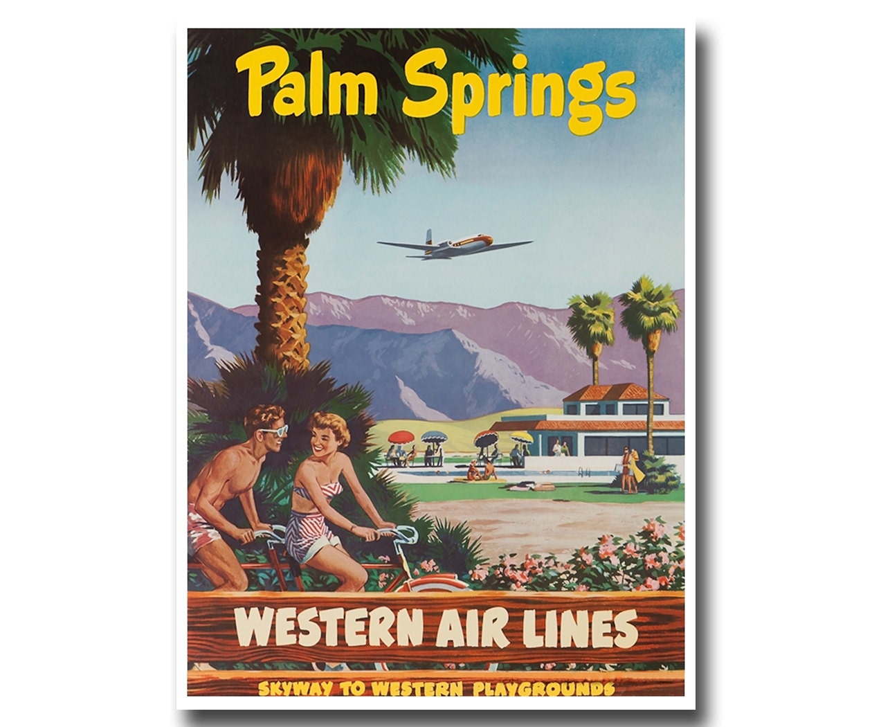 palm springs art print travel poster vintage home decor